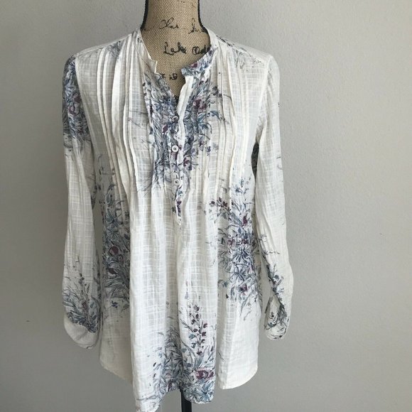 Rebecca Taylor Tops - Rebecca Taylor White Floral Blouse Long Sleeves